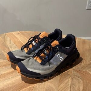 On Running Athletic Shoes in Gray and Orange